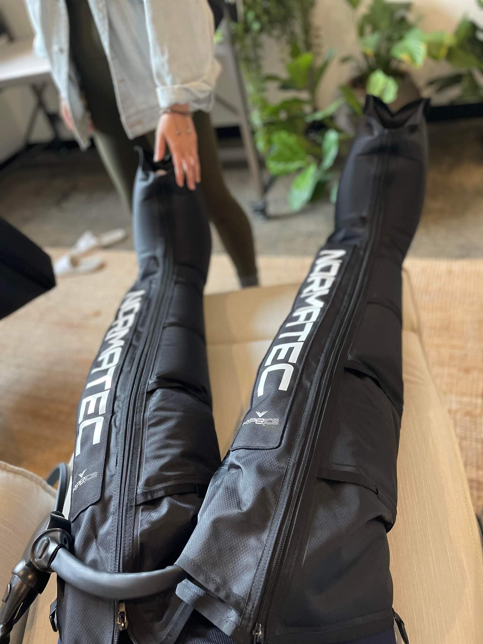 Compression therapy boots used for recovery at Be Well Hawthorn
