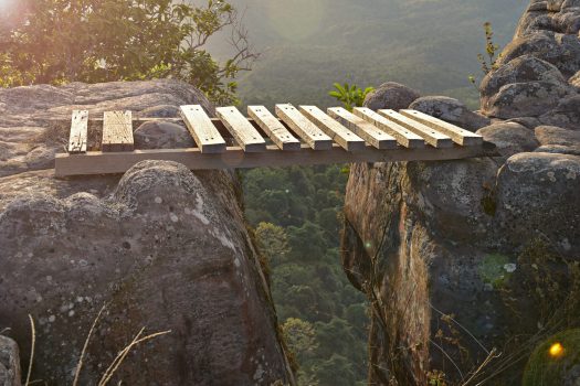 Wooden,Bridge,Across,The,Gap,Of,The,Mountain,Gap.